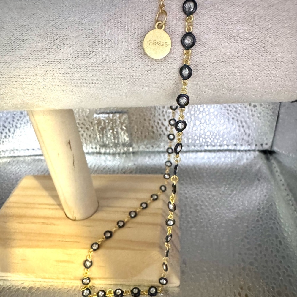 FREIDA ROTHMAN FACETED STONES WRAP CHAIN NECKLACE 16”-18” Adjustable - Picture 4 of 8